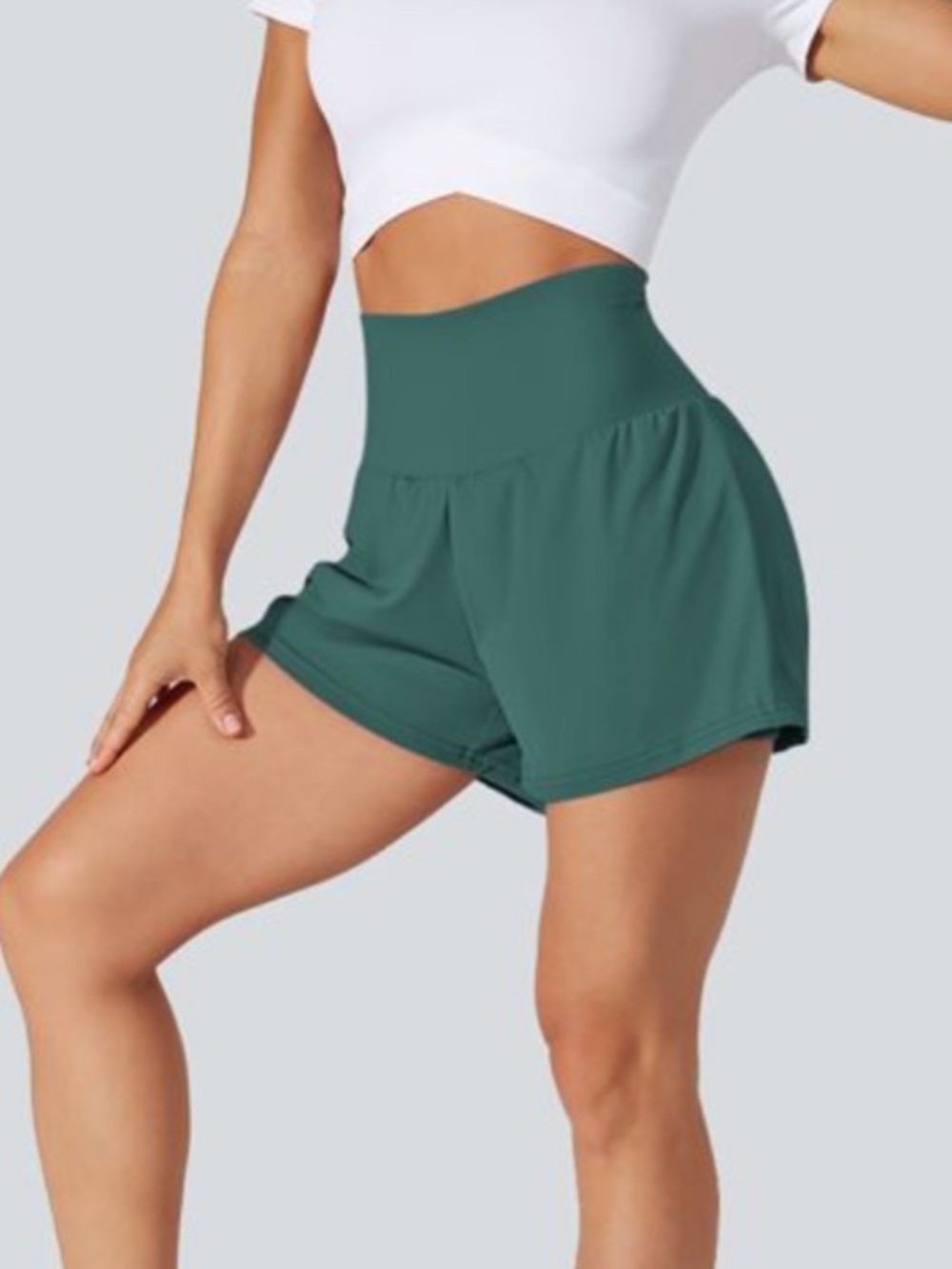 HALARA SoftlyZero Airy High Waisted 2-in-1 InstantCool Yoga Shorts Blue Spruce S